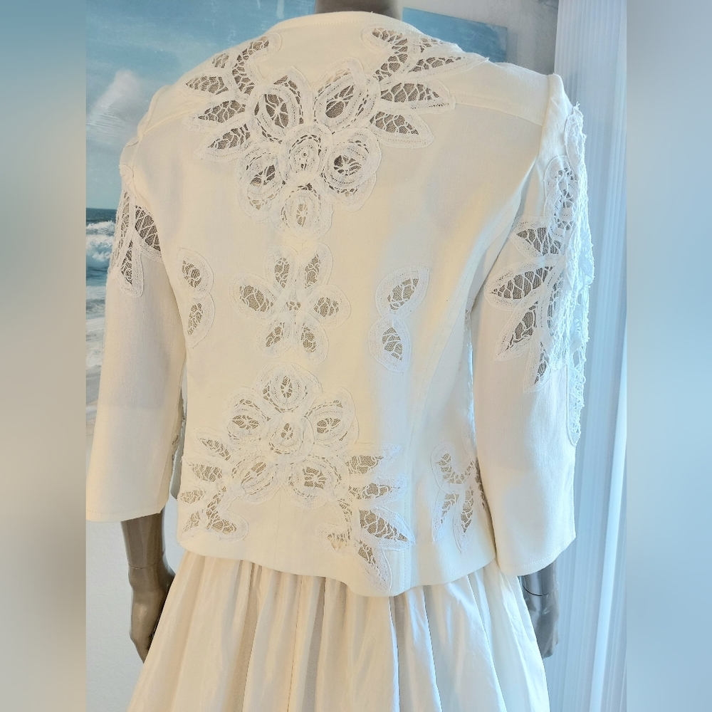 $3,700 OSCAR DE LA RENTA WHITE LACE GORGEOUS RUNWAY JACKET TOP US 4 - Picture 5 of 10